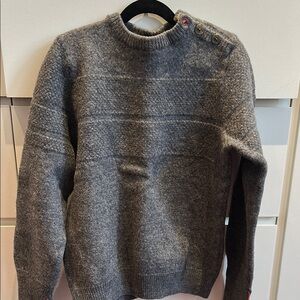 Gray Button-Shoulder wool Sweater